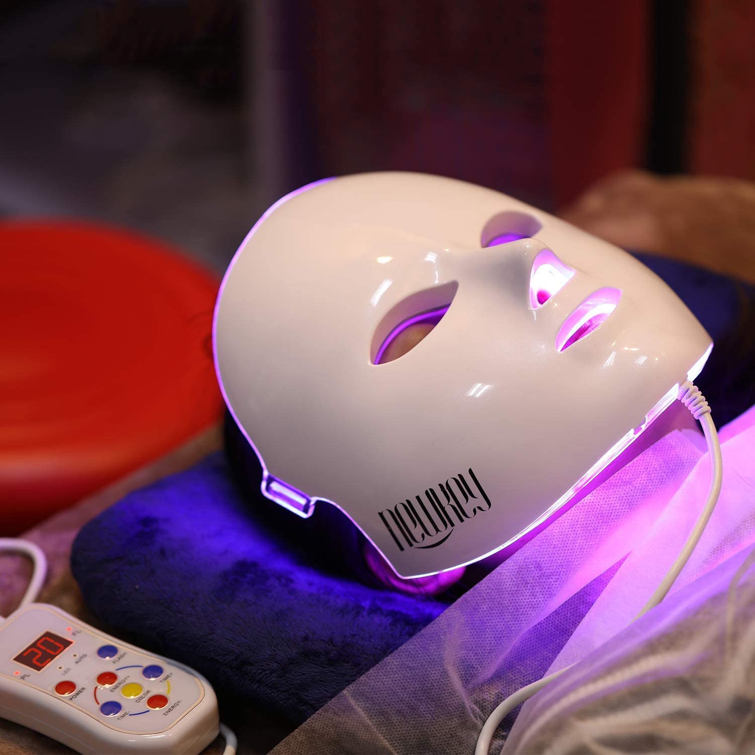 NEWKEY Led Face Mask Light Therapy, 7 Led Light Therapy Facial Skin Care Mask - Blue & Red Light for Acne Photon Mask - Korea PDT Technology for Acne Reduction - Image 8